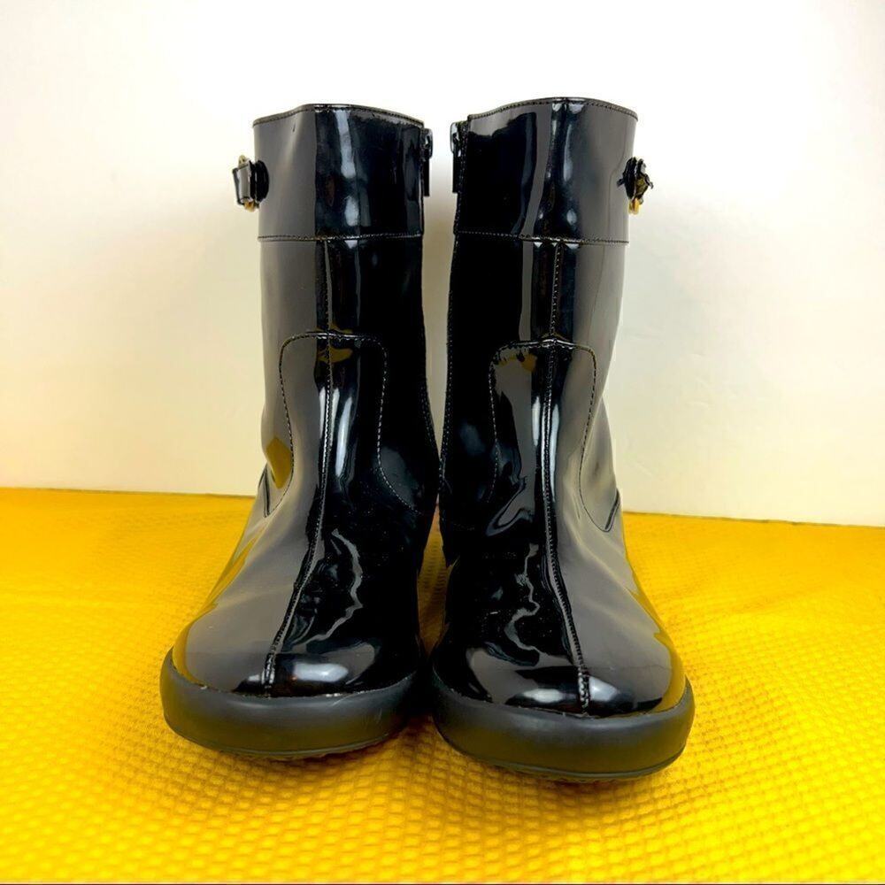 Cole Haan Nike Air Carmela Low Rain Boots Black Glossy Women 5 Waterproof